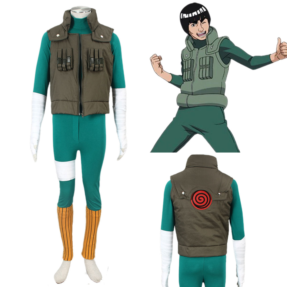 Naruto Shippuden Rock Lee Cosplay Costume full Outfit Kit