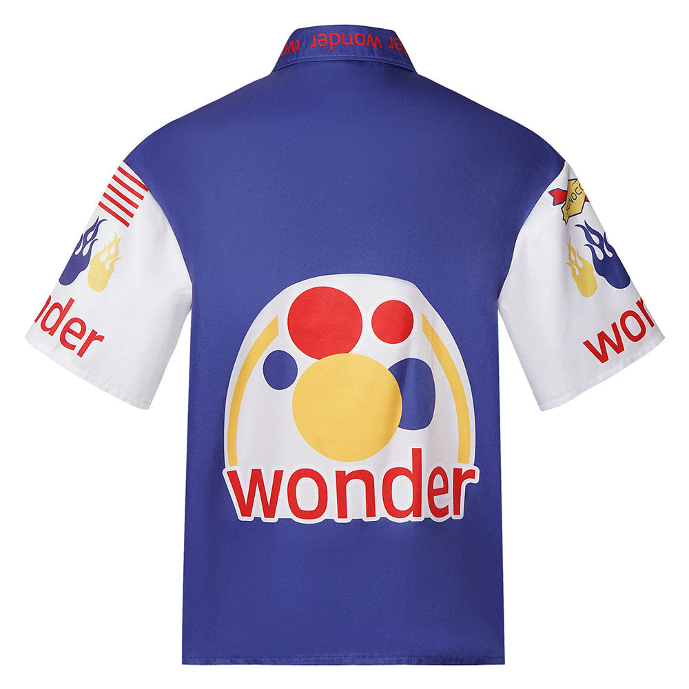 Ricky Bobby Costume White Racing Short Sleelves Shirt with Hat