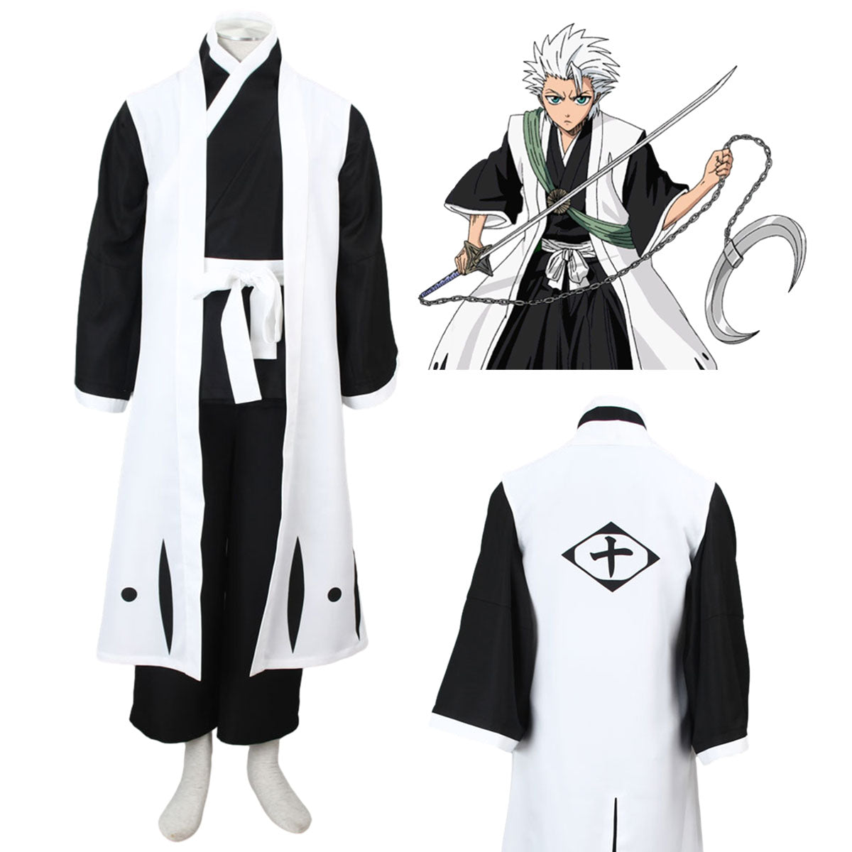 Anime Bleach 10th Division Captain Hitsugaya Toushirou Cosplay Costume Outfit Kit
