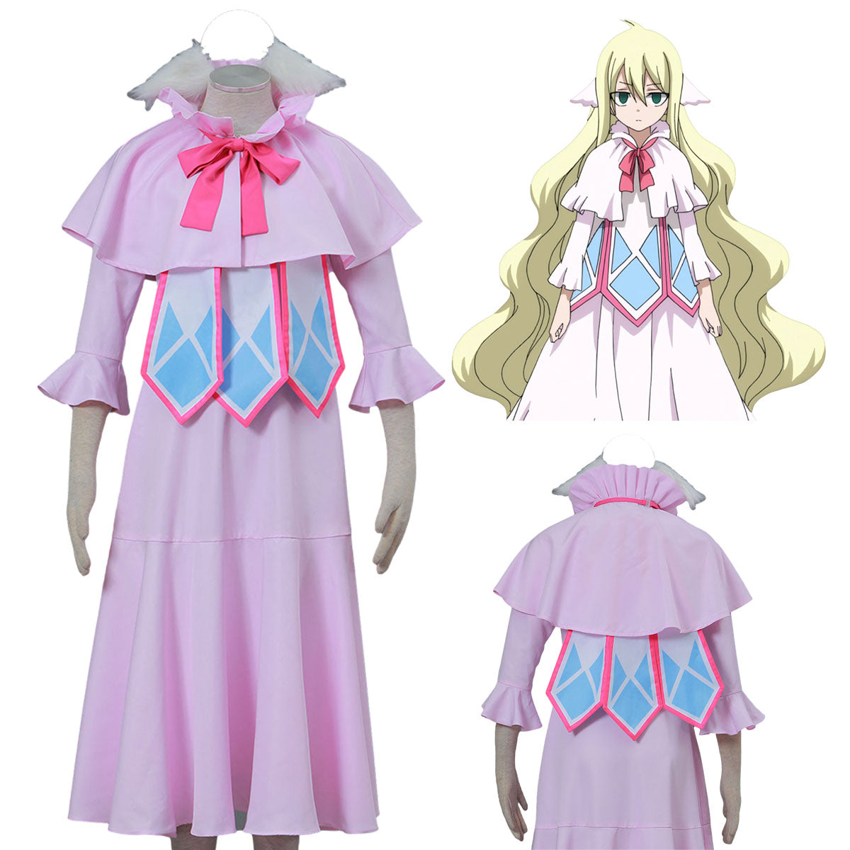Fairy Tail Costume Mavis Vermillion The First Guild Master Cosplay Pink Dress Kit