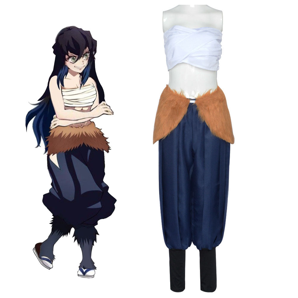 Demon Slayer Costume Hashibira Inosuke Female Cosplay full Outfit Costume Kit