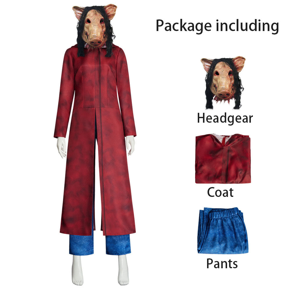 Saw XI Amanda Young Cosplay full outfit Costume Kit with Pig Head Mask