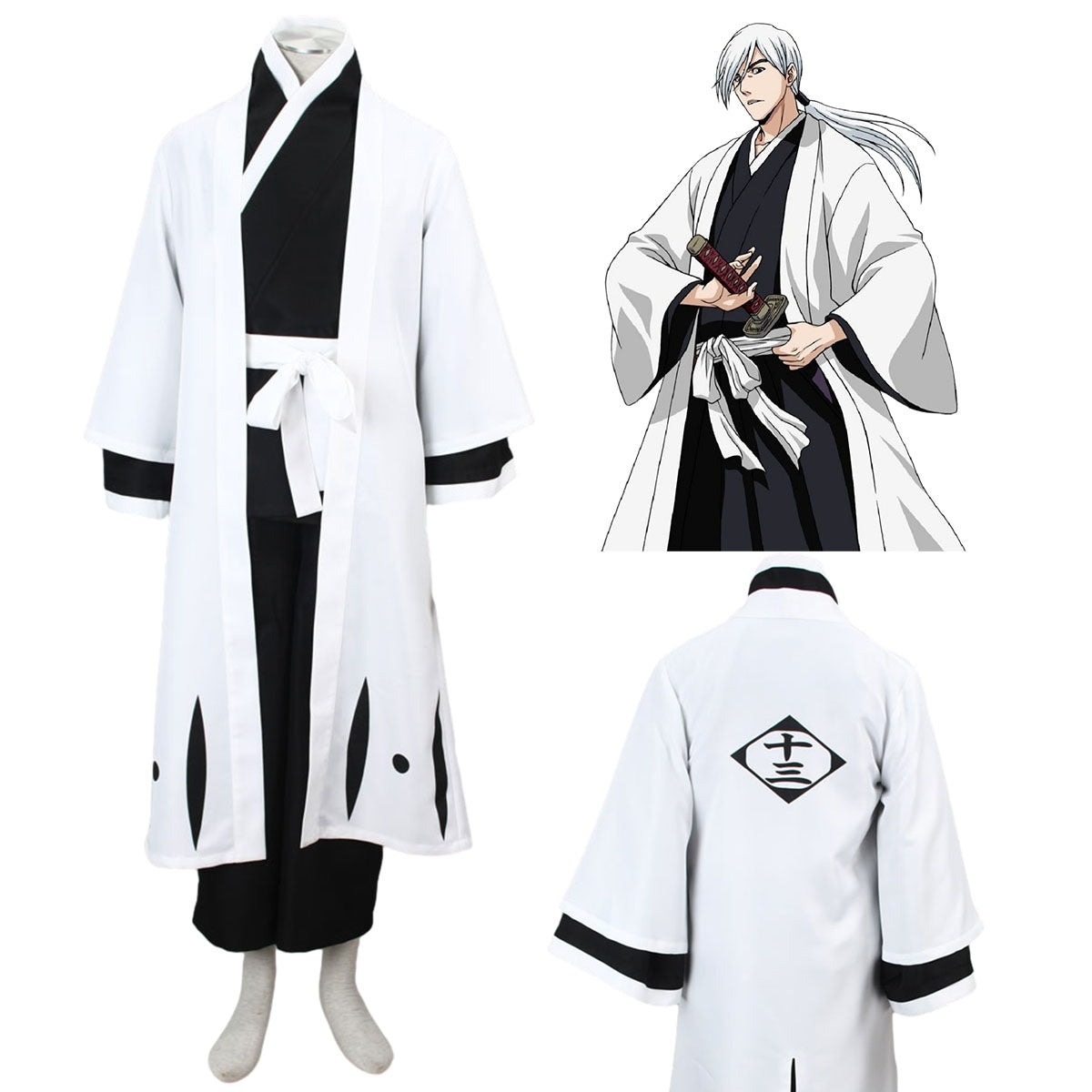 Anime Bleach 13th Division Captain Ukitake Juushirou Cosplay Costume Full Outfit Kit