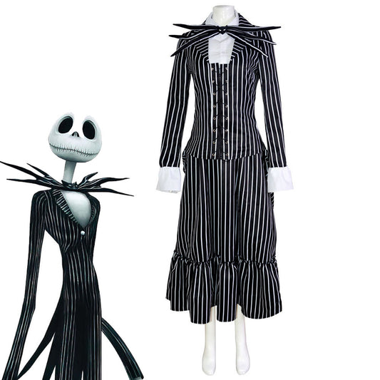 The Nightmare Before Christmas Costume Jack Skellington Cosplay Costume Kit for Women