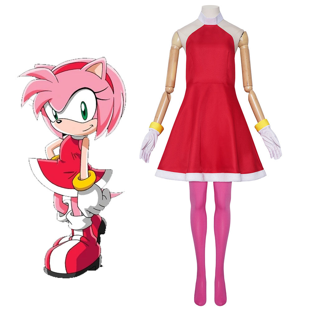 Sonic The Hedgehog Costume Amy Rose Cosplay Dress Costume Kit – Costume