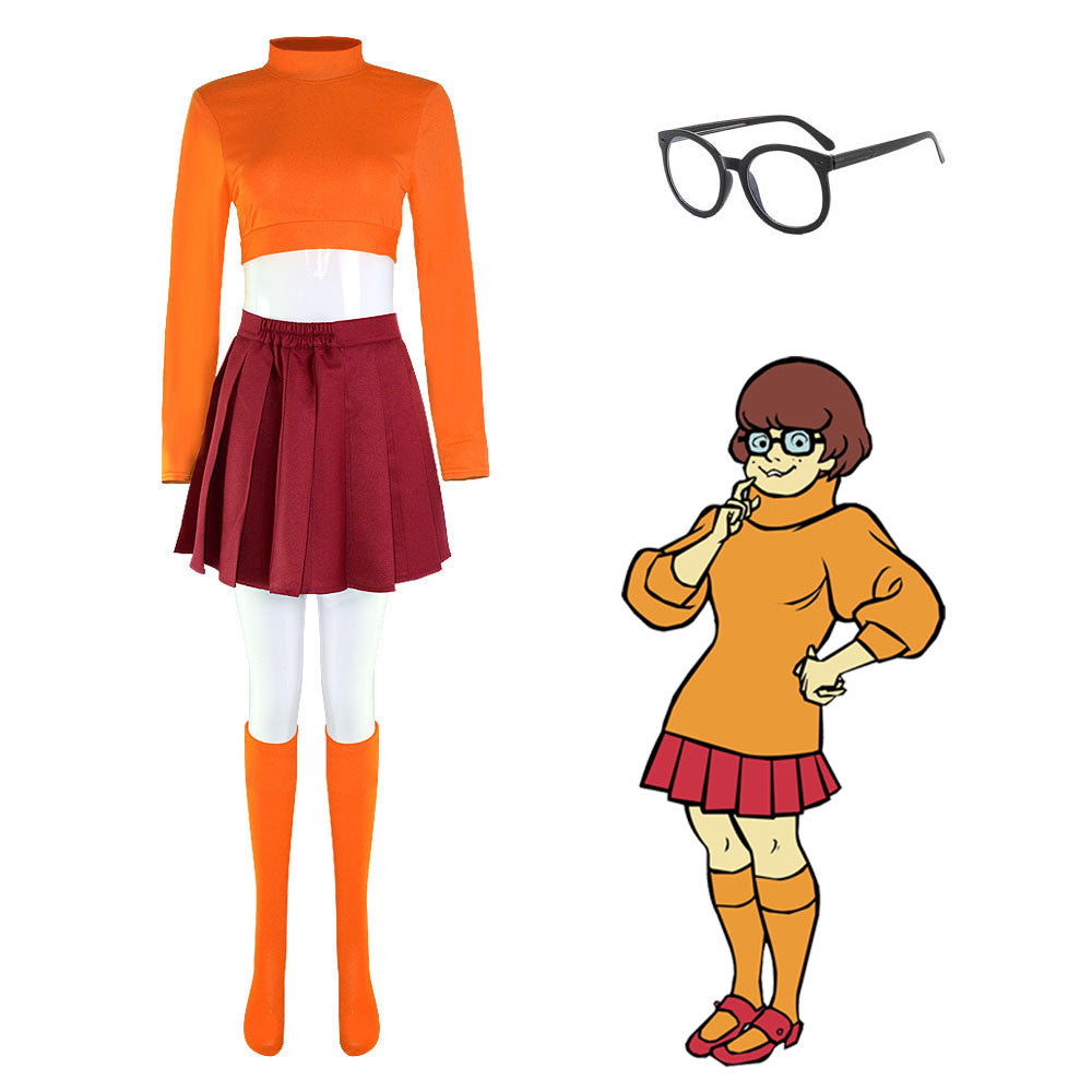 Scooby Doo Costume Velma Cosplay Dress Costume Kit