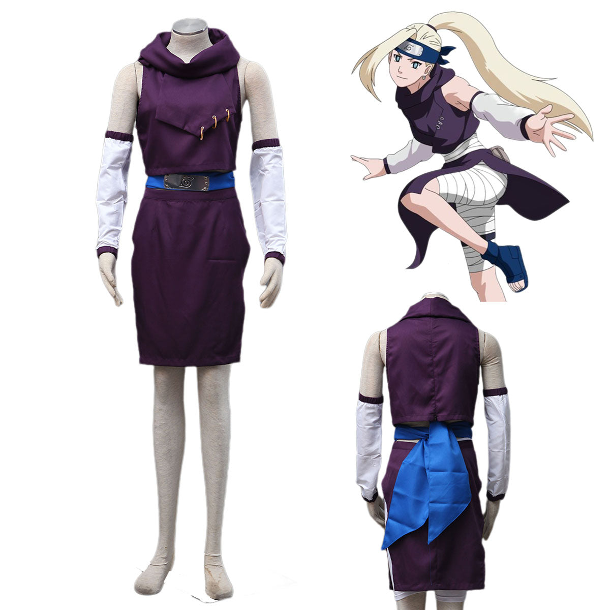 Anime Naruto Shippuden Cosplay Yamanaka Ino Girl Costume Kit