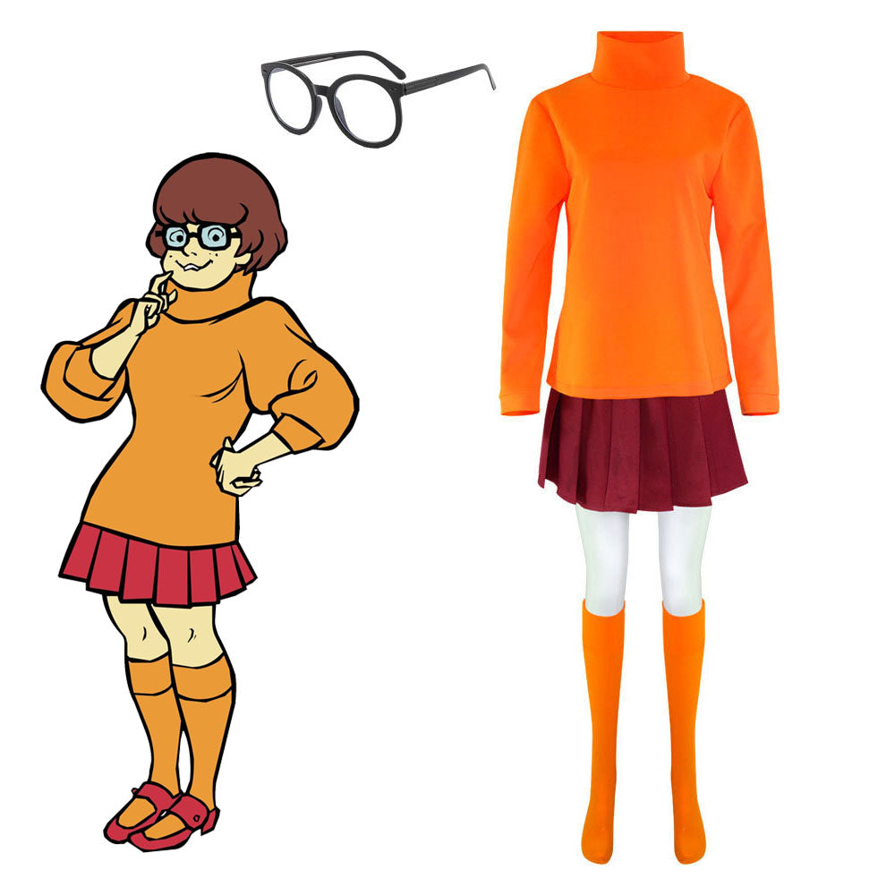 Scooby Doo Costume Velma Cosplay Dress Costume Kit