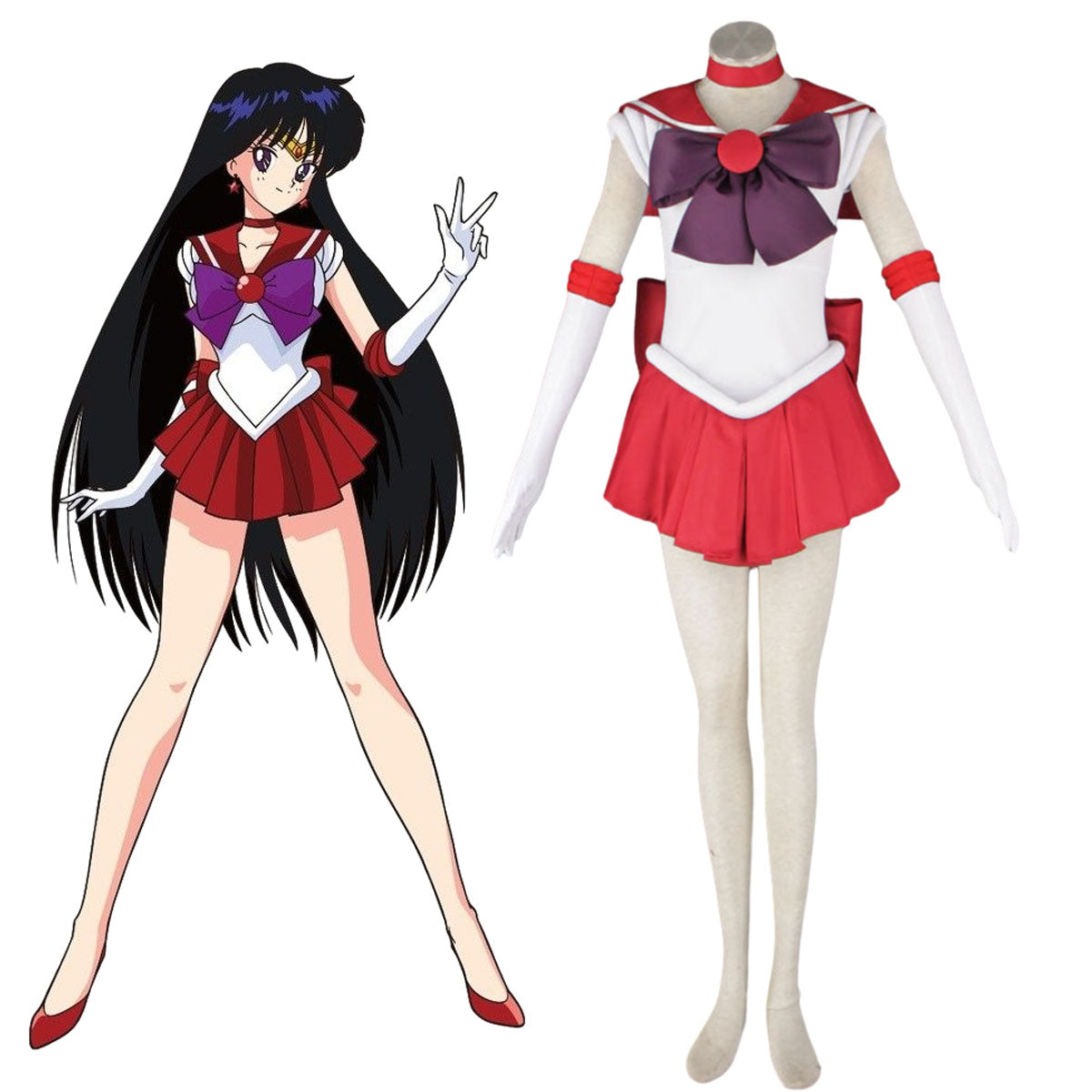 Sailor Moon Sailor Mars Heino Rei Cosplay Costume Kit with Accessories