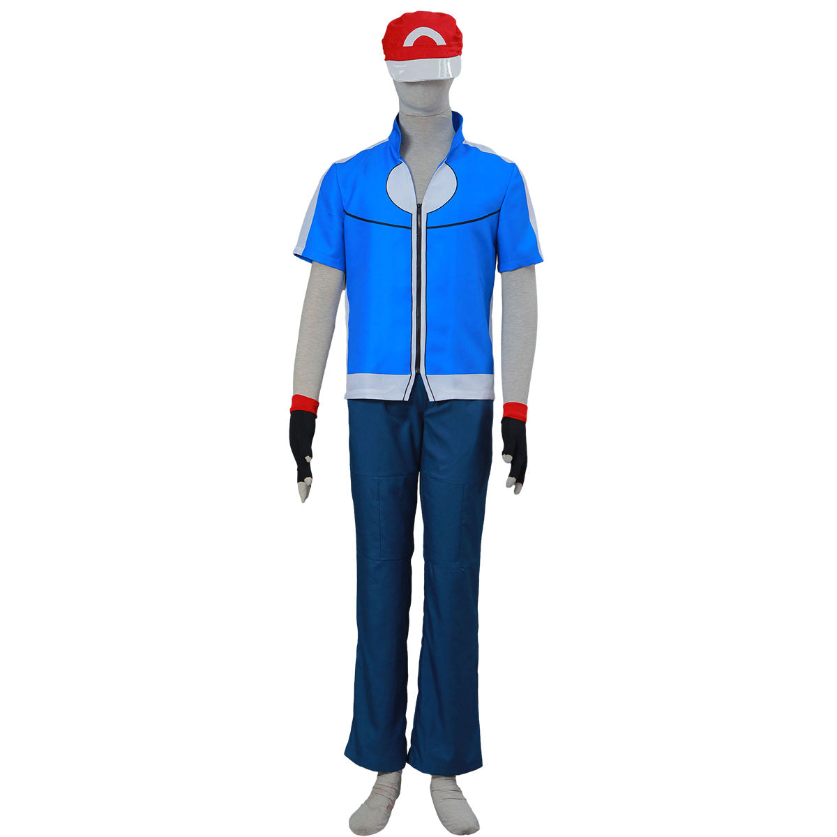 Pokemon Trainer Ash Ketchum Short Sleeve Costume Kit with Hat and Gloves