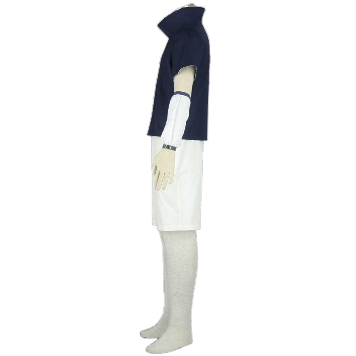 Blue High Collar Ninja Cosplay Costume with Shorts Sleeves Classic Headband for Boys Men