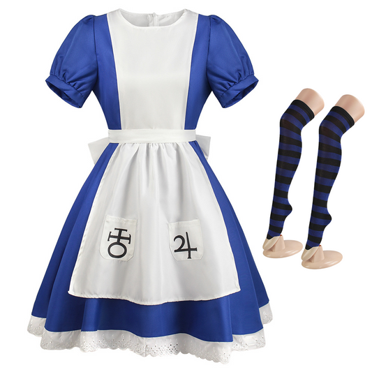 Alice: Madness Returns Costume Alice Cosplay Dress Kit with Stockings