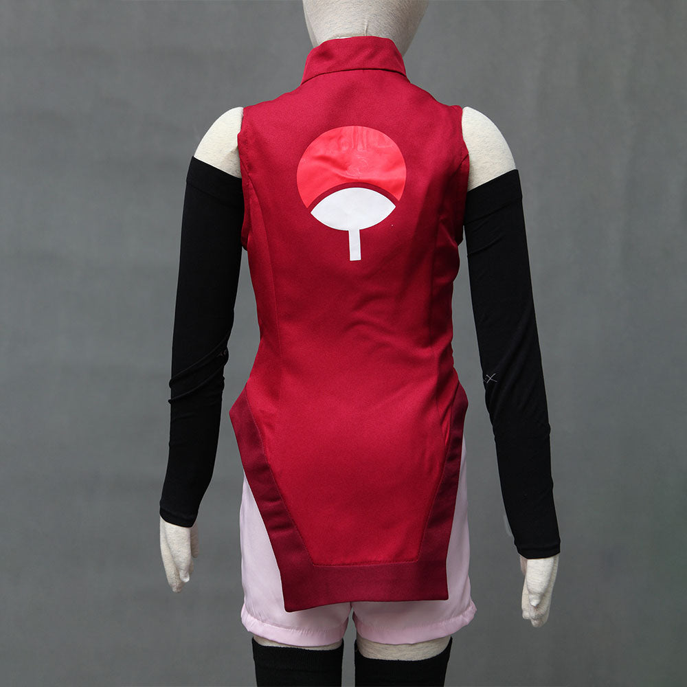 Anime Naruto Boruto Costume Sarada Uchiha Cosplay Full Outfit Kit for Women and Kids