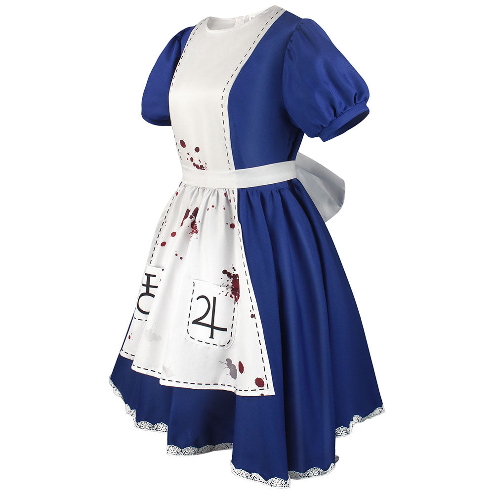 Alice: Madness Returns Costume Alice Cosplay Bloody Dress Kit with Stockings