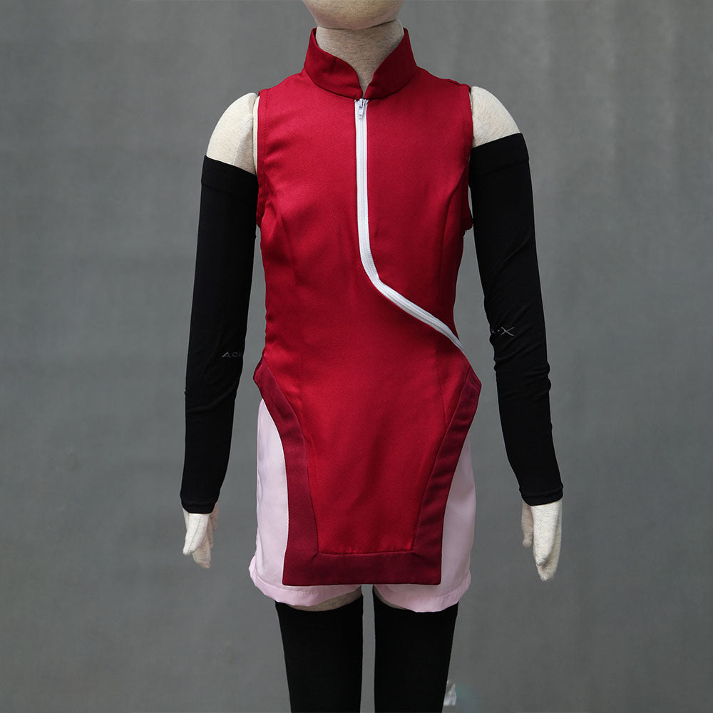 Anime Naruto Boruto Costume Sarada Uchiha Cosplay Full Outfit Kit for Women and Kids