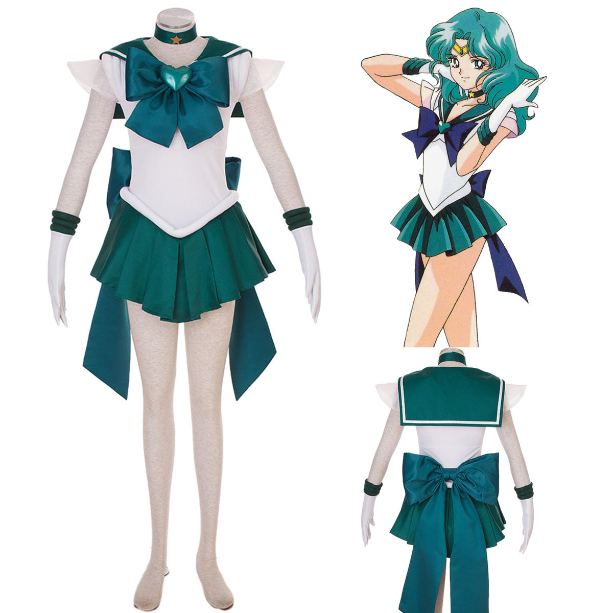 Sailor Moon Super S Sailor Neptune Kaiou Michiru Cosplay Costume Kit with Accessories