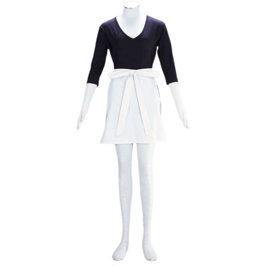 Anime Female Ninja White and Black Cosplay Full Outfit Kit with Wig for Women and Kids