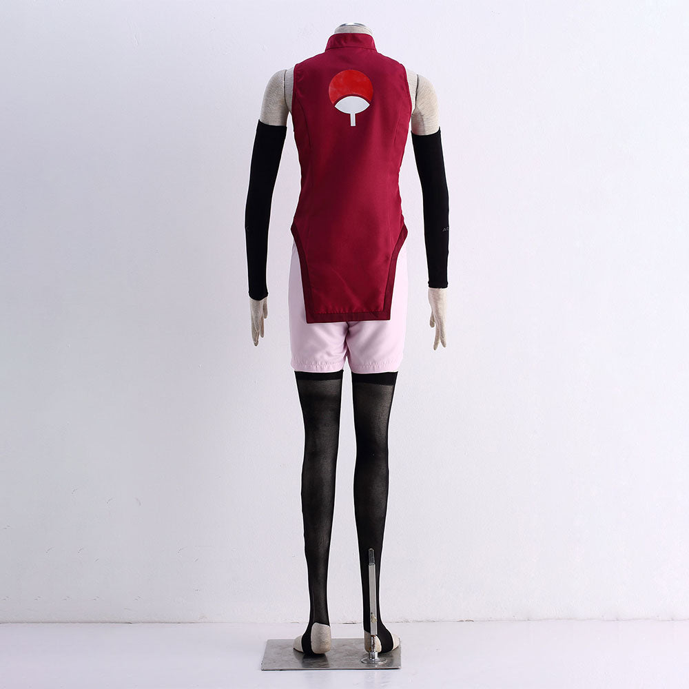 Anime Naruto Boruto Costume Sarada Uchiha Cosplay Full Outfit Kit for Women and Kids