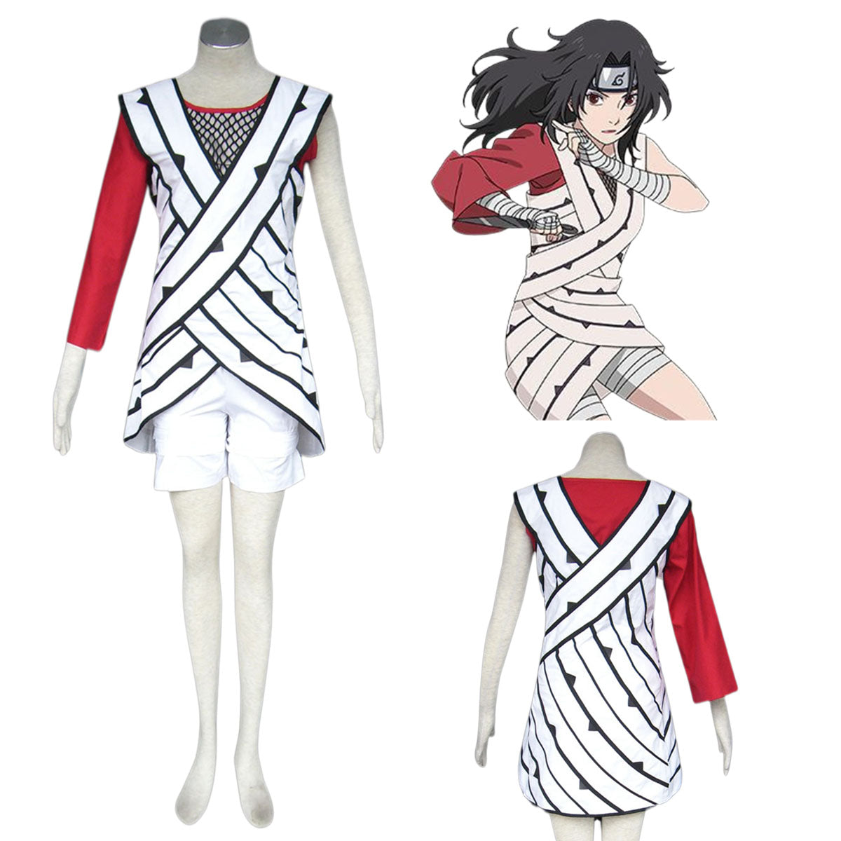 5PCS Naruto Costume Kurenai Yuhi Cosplay Outfit Kit for Women and Kids