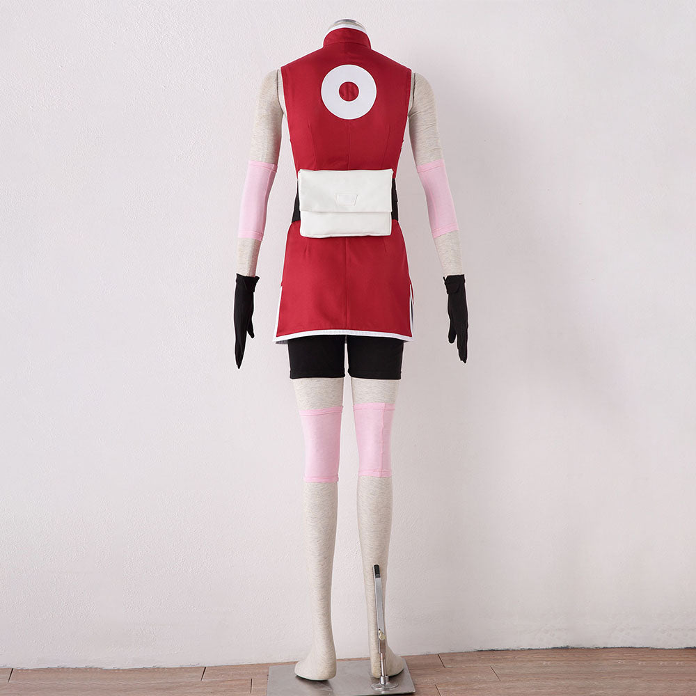 8 PCS Anime Naruto The Last Costume Sakura Cosplay Outfit Kit for Women and Kids
