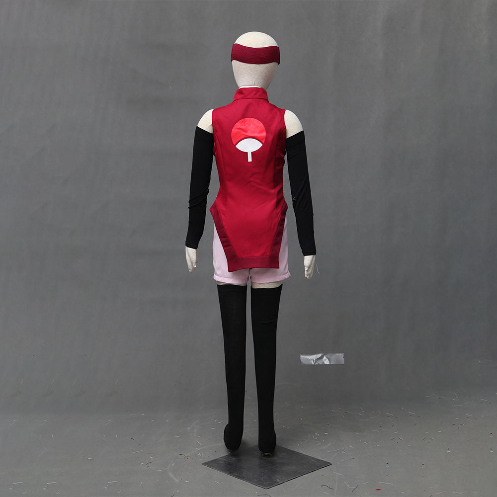 Anime Naruto Boruto Costume Sarada Uchiha Cosplay Full Outfit Kit for Women and Kids