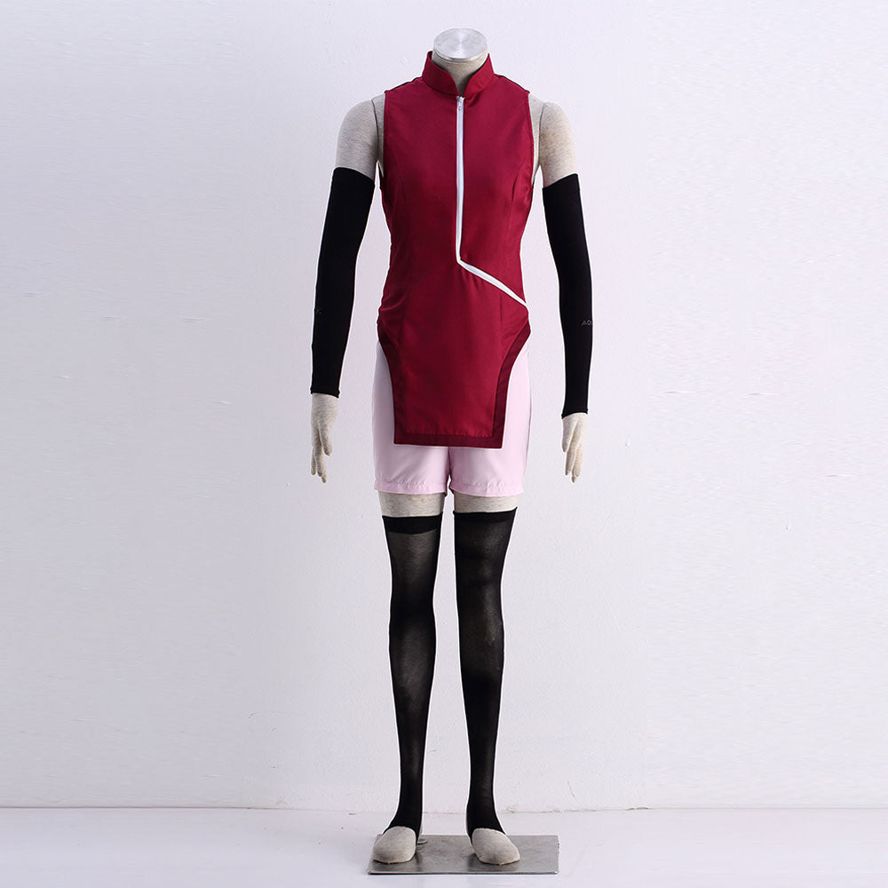 Anime Naruto Boruto Costume Sarada Uchiha Cosplay Full Outfit Kit for Women and Kids