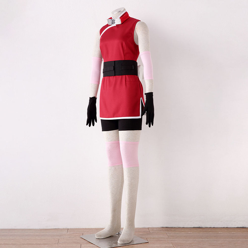 8 PCS Anime Naruto The Last Costume Sakura Cosplay Outfit Kit for Women and Kids