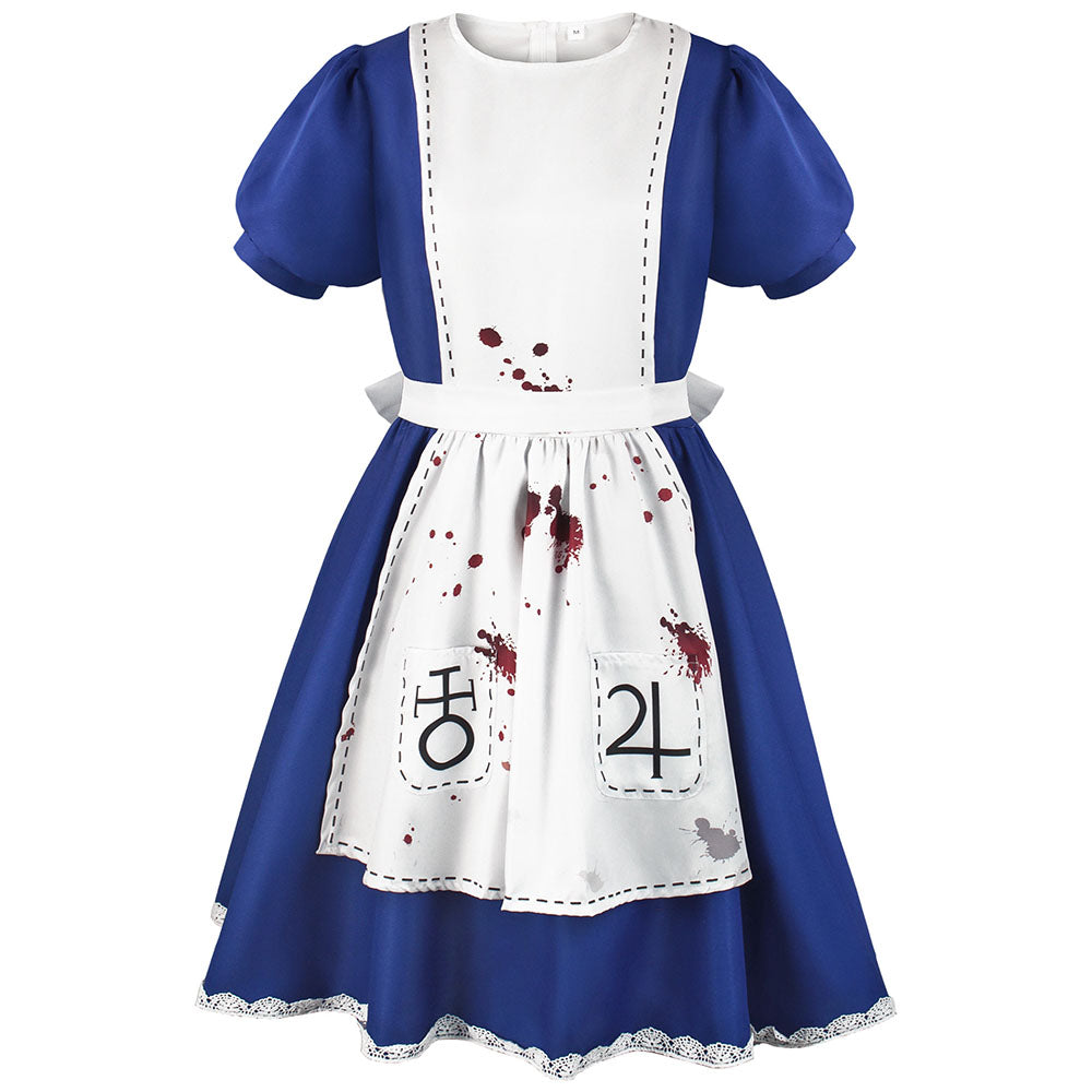 Alice: Madness Returns Costume Alice Cosplay Bloody Dress Kit with Stockings