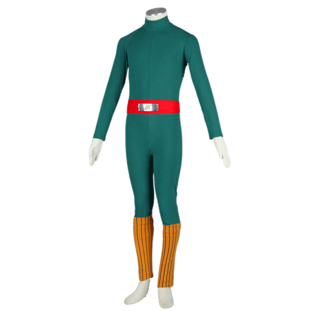 3PCS Naruto Costume Rock Lee Cosplay Green Jumpsuit Kit for Men and Kids