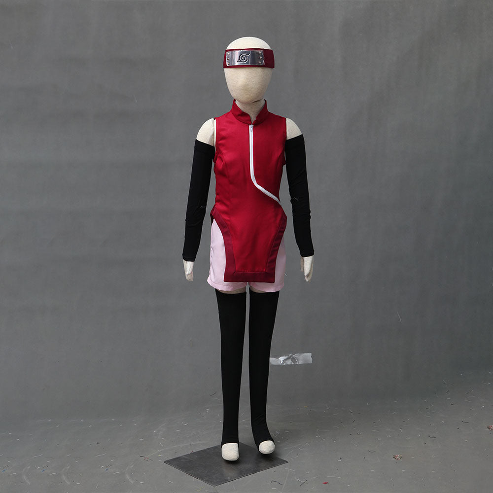 Anime Naruto Boruto Costume Sarada Uchiha Cosplay Full Outfit Kit for Women and Kids