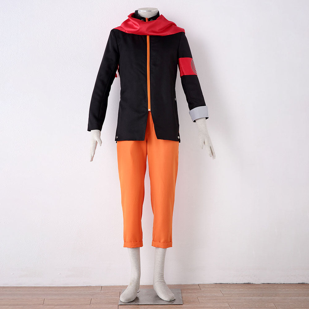 Anime Movie Naruto The Last Costume Naruto Cosplay Uniform Kit with Red scarf for Men & Kids