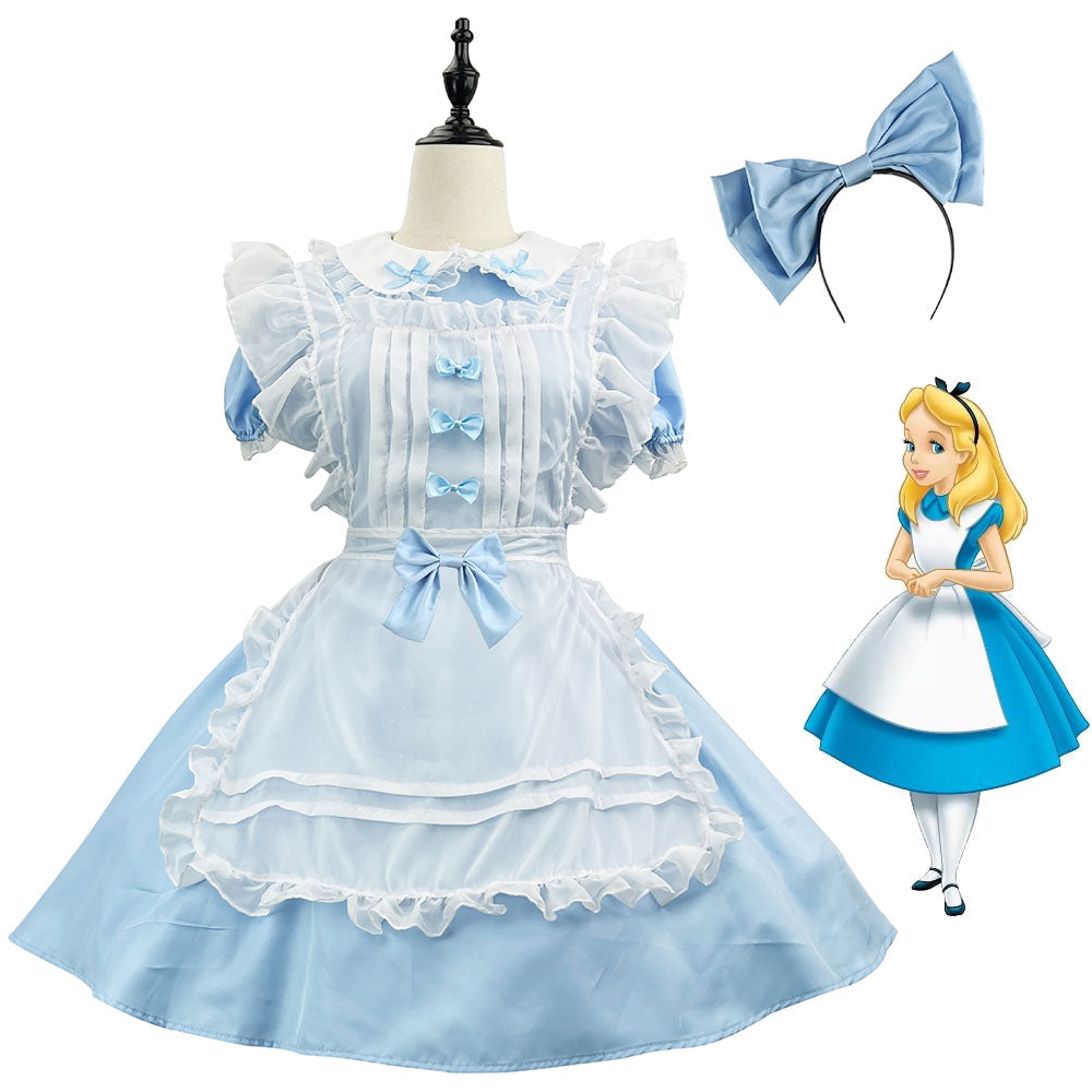 Alice's Adventures in Wonderland Costume Alice Cosplay Dress Kit with Headband