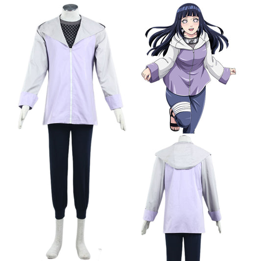 Anime Naruto Costume Hinata Cosplay Costume Set with Headband for Women and Kids