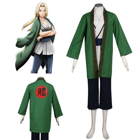 Anime Naruto Costume Fifth Hokage Tsunade Cosplay Costume Kit for Women and Kids