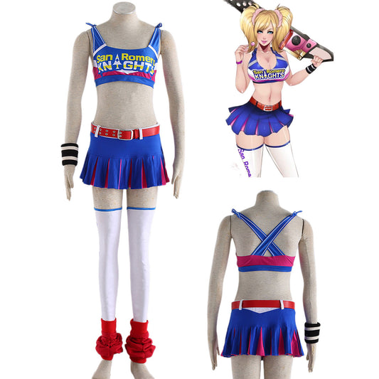 Game Lollipop Chainsaw Costume Juliet Cheerleading Cosplay Outfit Kit with Accessories