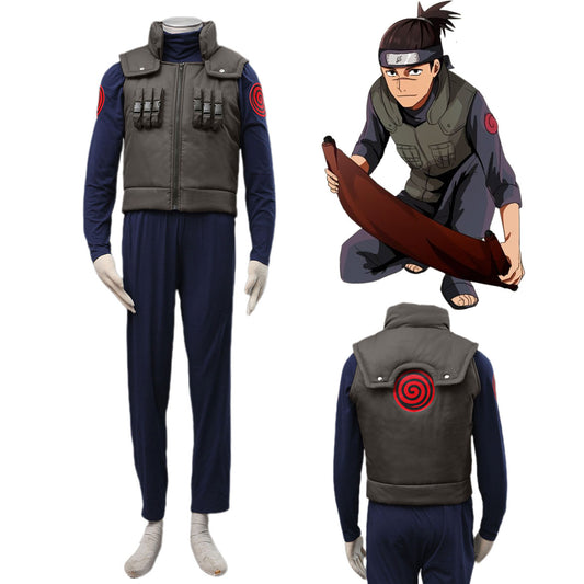 4 PCS Anime Naruto Costume Kakashi Iruka Jonin Uniform Kit with Headband for Men and Kids