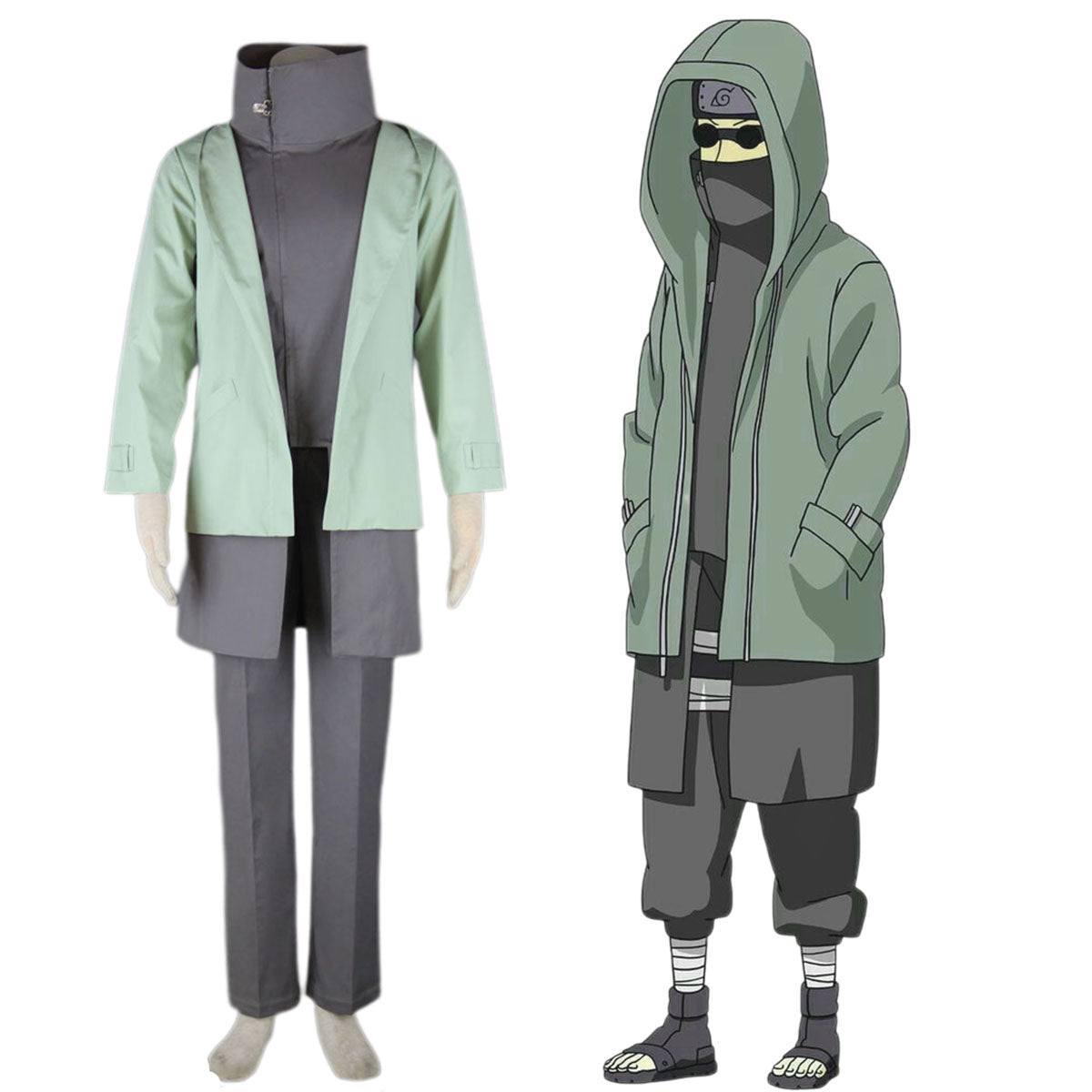 Anime Naruto Costume Insect Ninja Shino Aburame Cosplay Uniform Kit for Men and Kids