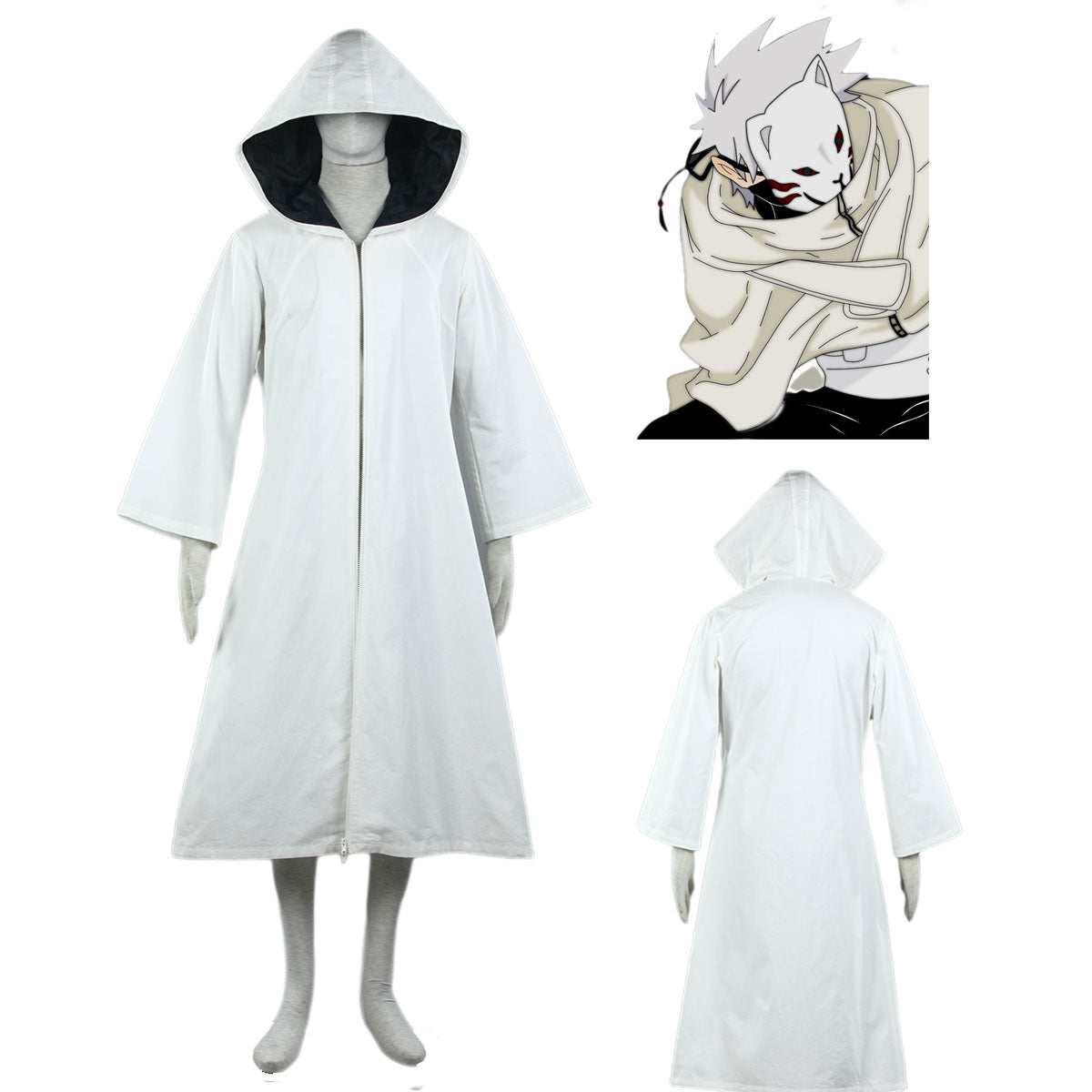 Naruto Shippuden Costume Anbu Cosplay White Cloak