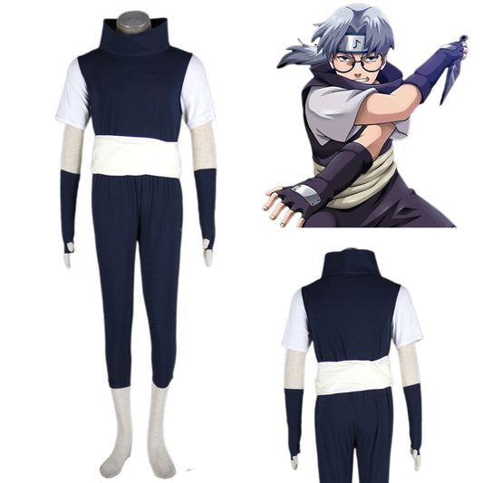 5 PCS Anime Naruto Costume Kabuto Yakushi Cosplay Outfit Kit for Men and Kids