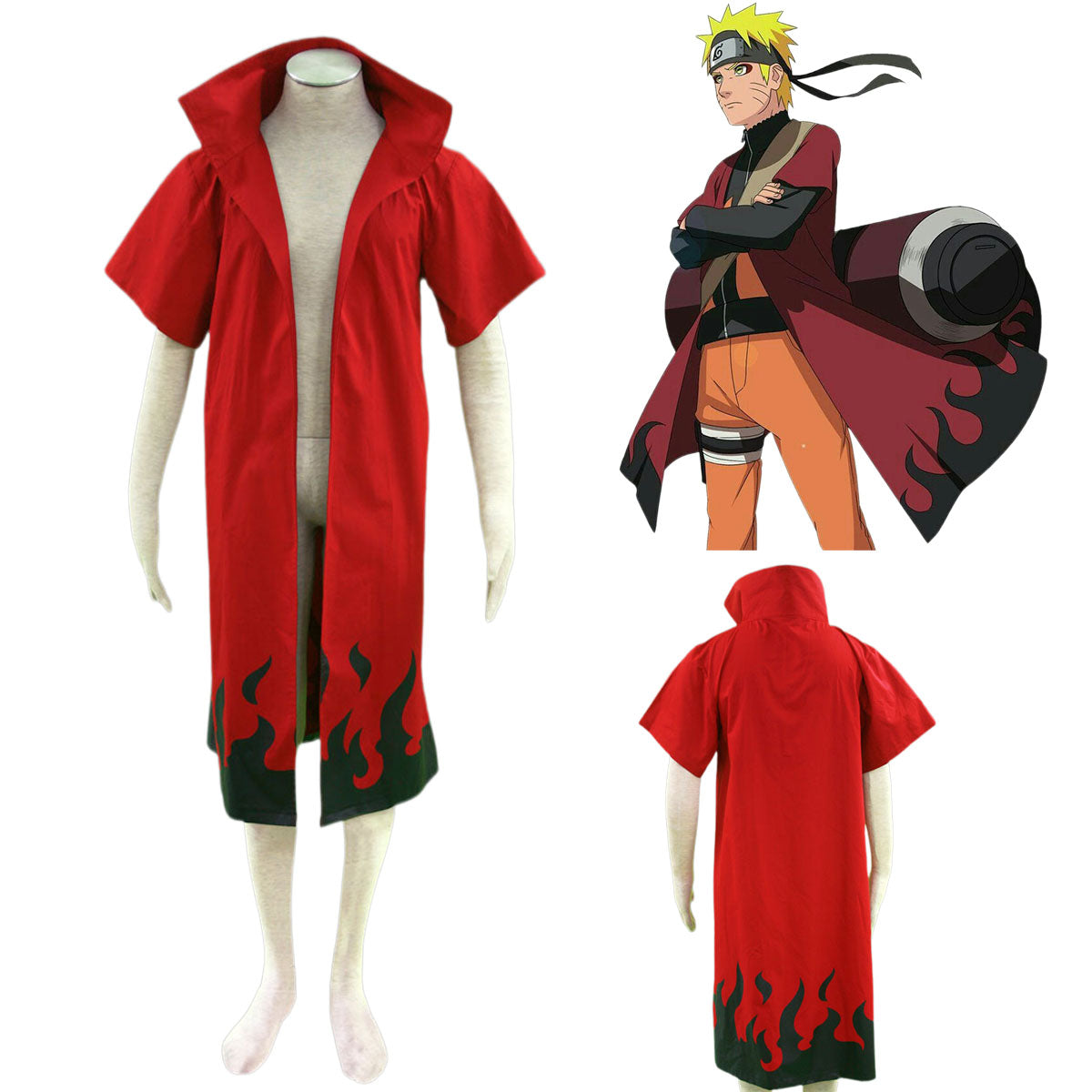 Naruto Shippuden Naruto Cosplay Sennin Moodo Costume Cloak