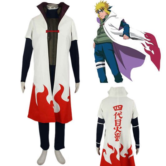 Anime Naruto Costume Minato Fourth Hokage Cosplay Full Outfit Costume for Men and Kids
