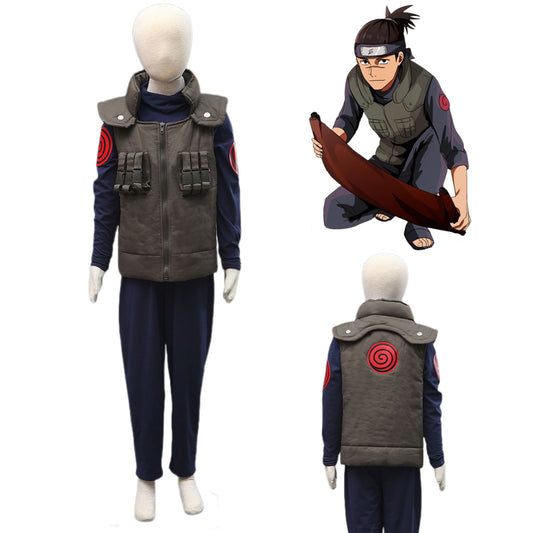 Anime Naruto Shippuden Kakashi Cosplay Jonin Elite Ninja Uniform for Men and Kids