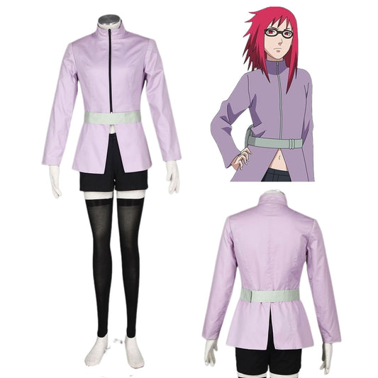 4 PCS Naruto Costume Karin Cosplay Uniform Full Outfit Kit for Women and Kids