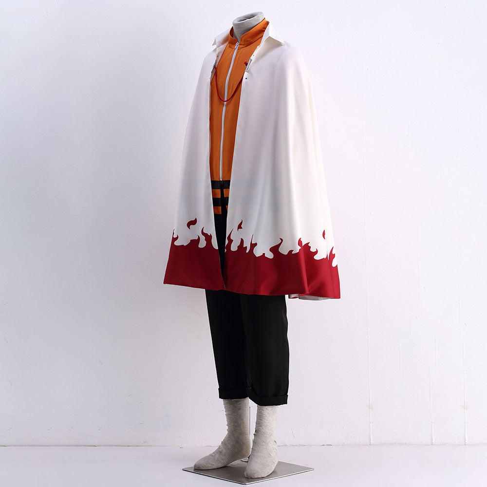 Anime Naruto Costume Naruto Seventh Hokage Cosplay Cloak with Blue Headband for Adults and Kids