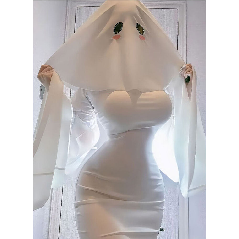 White Mrs. Apricot Cosplay Ghost girl Halloween Costume