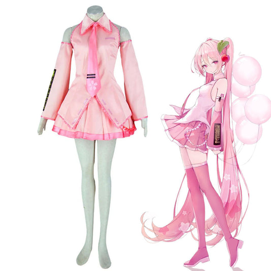 Virtual Singer Spring Sakura Diva 39 Cosplay Pink Dress Kit with Accessories for Women Kids