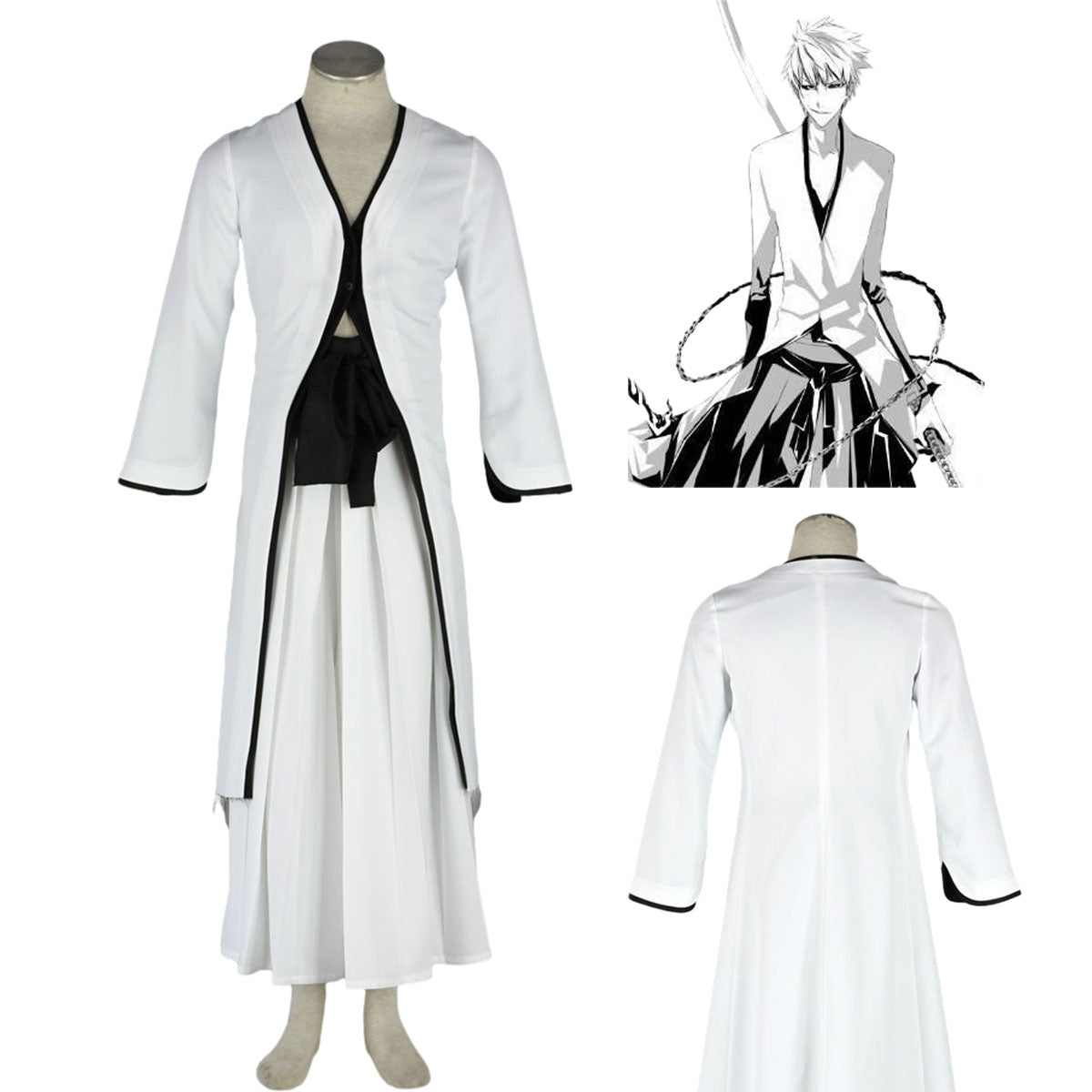 Anime Bleach Ichigo Kurosaki Cosplay Costume White full Outfit Kit