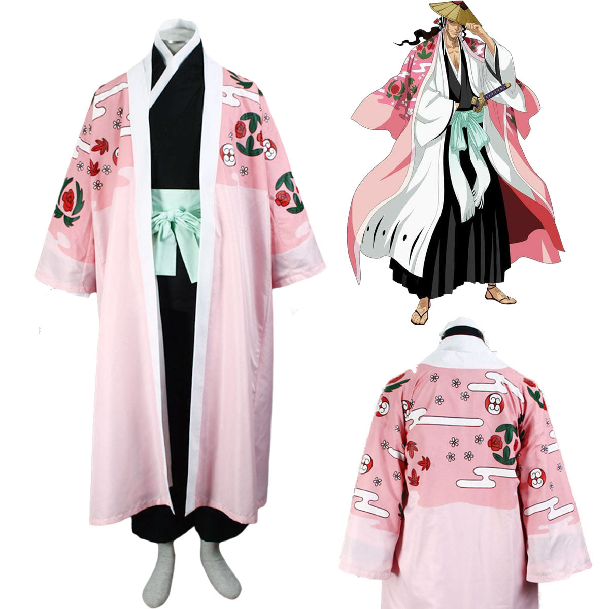 Anime Bleach 8th Division Captain Kyoraku Shunsui Cosplay Costume Full Outfit Kit