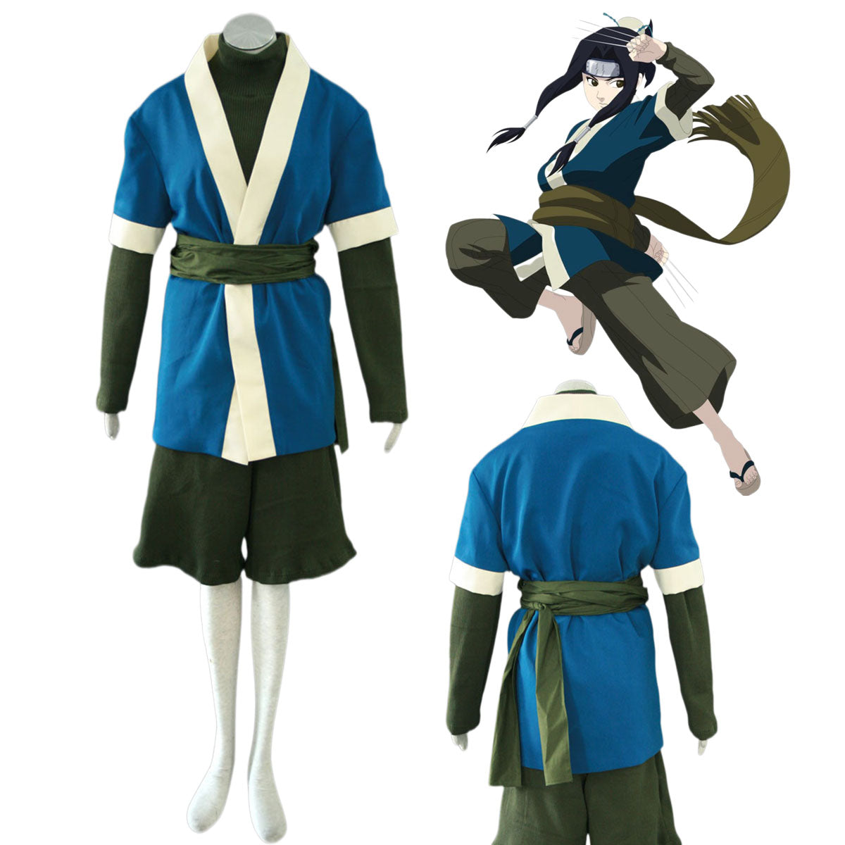 Anime Naruto Haku Cosplay Costume Outfit Headband Kit