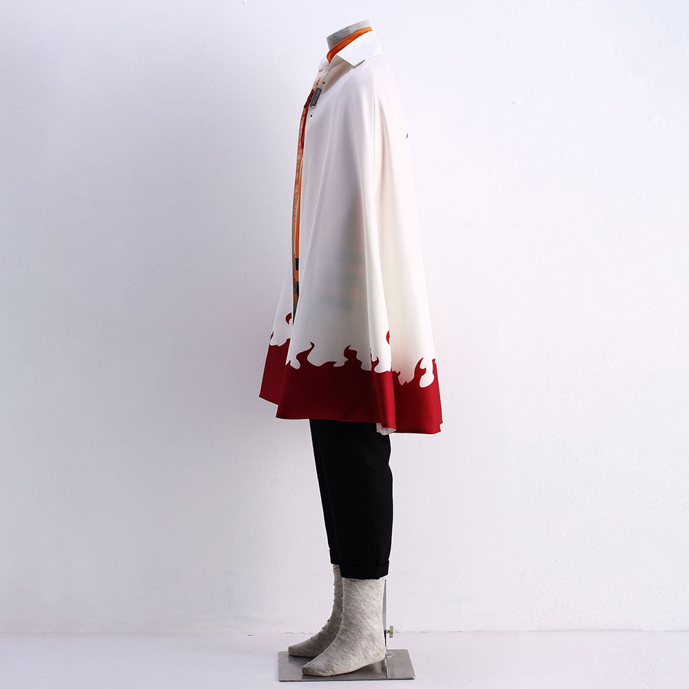 Anime Naruto Costume Naruto Seventh Hokage Cosplay Cloak with Blue Headband for Adults and Kids